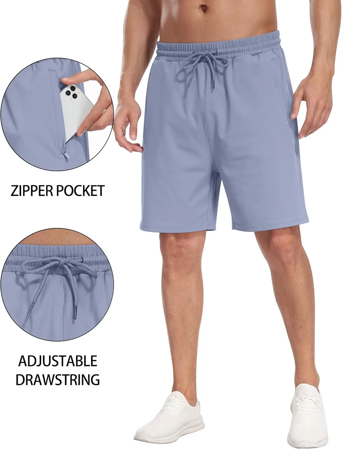 3 Pack Men's Athletic Running Shorts with Zipper Pockets,Gym Workout Basketball Hiking Shorts for Men