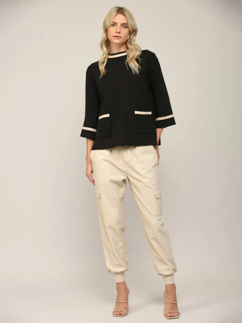 Aurora Spark Mock Neck Sweater - Black