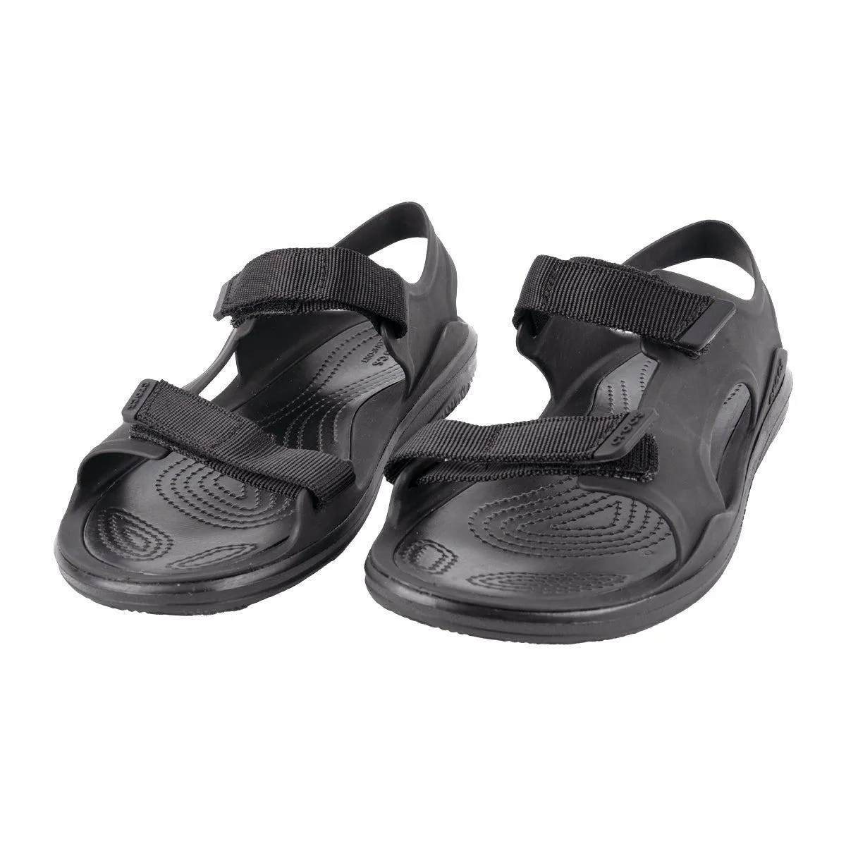 Crocs Swiftwater Expedition Strap Flat Sandals Rubber Black Colour For Women