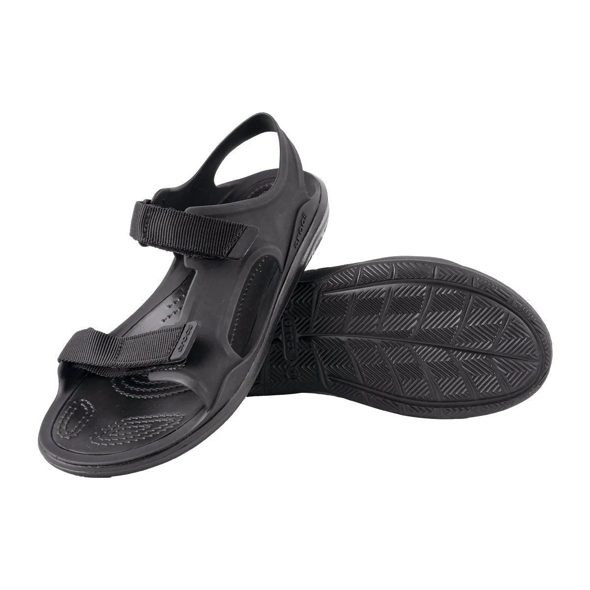 Crocs Swiftwater Expedition Strap Flat Sandals Rubber Black Colour For Women
