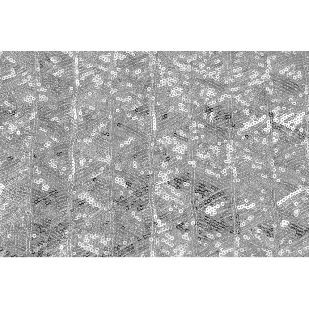 Diamond Glitz Sequin Rectangular Tablecloth 90"x156" - Silver