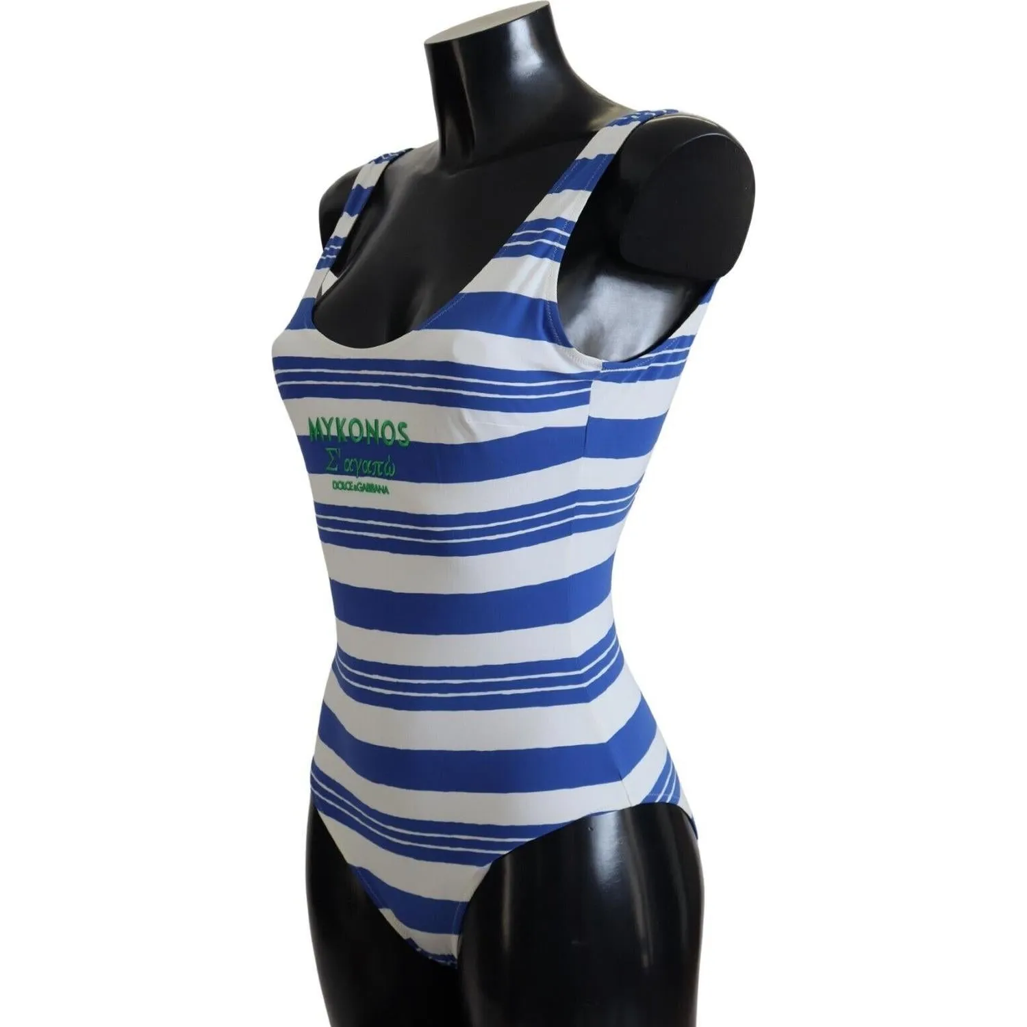 Dolce & Gabbana Riviera Chic Blue Striped One Piece Swimsuit