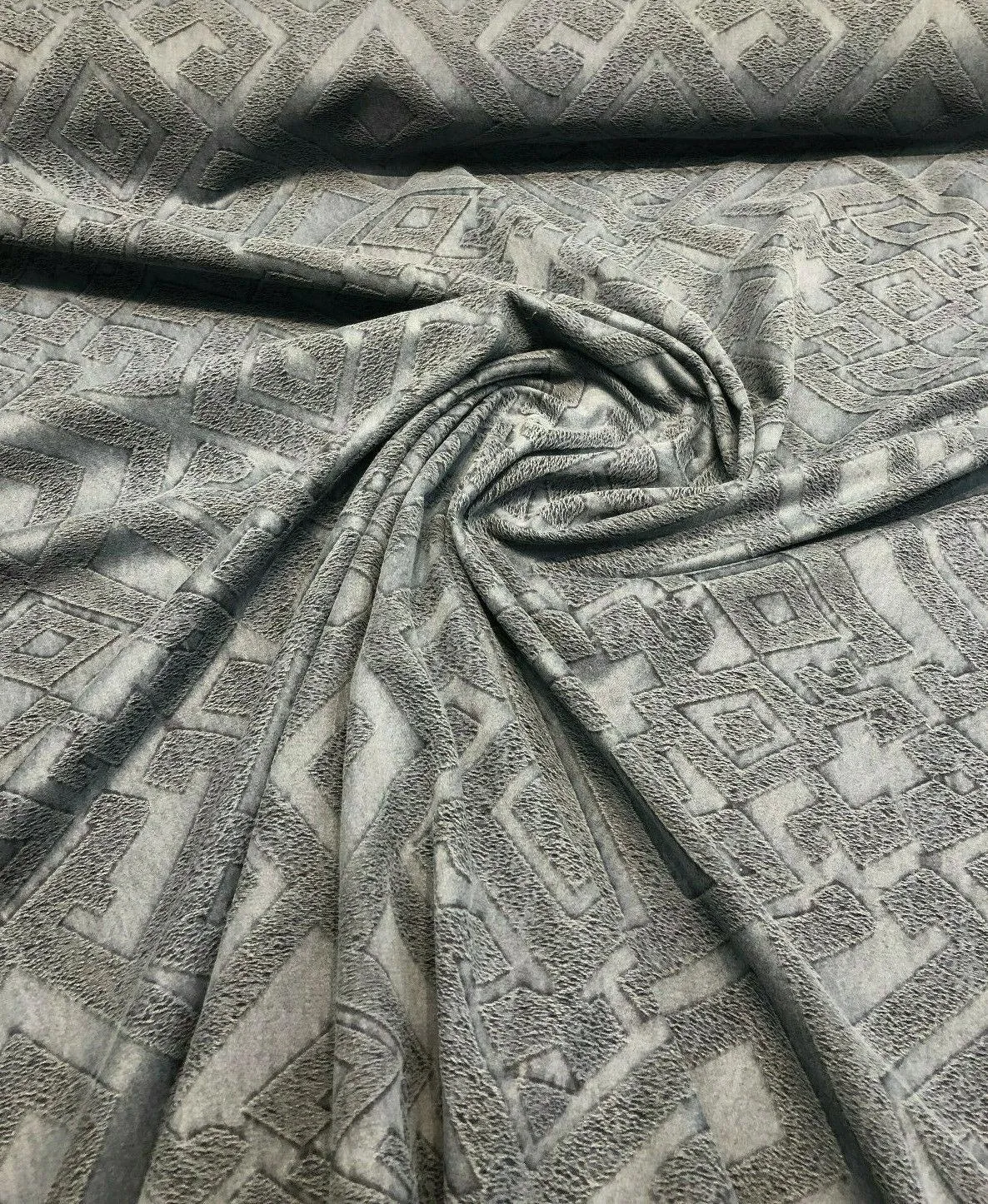 Fabricut East Gate Blue Denim Brocade Fabric by the yard