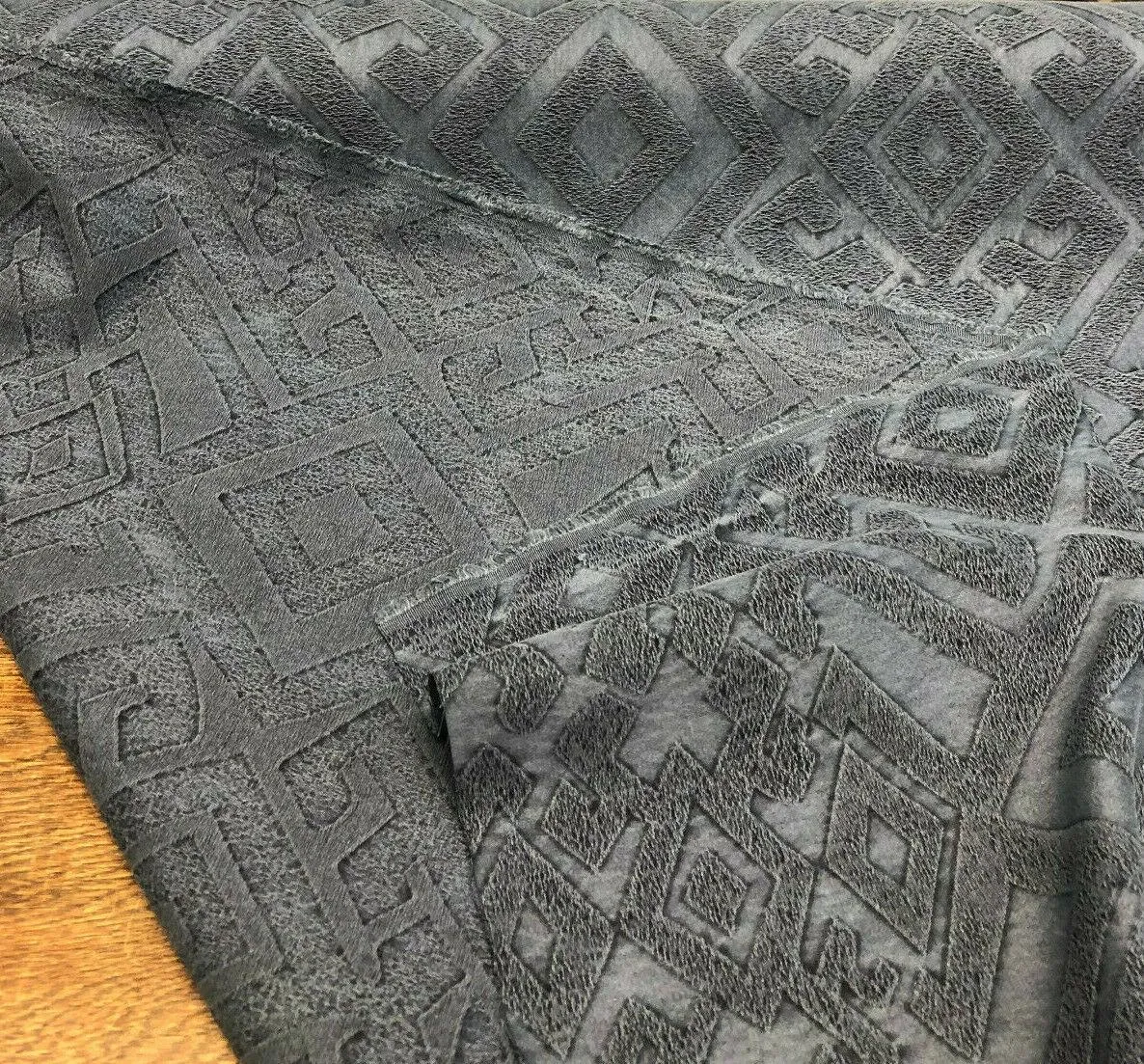 Fabricut East Gate Blue Denim Brocade Fabric by the yard