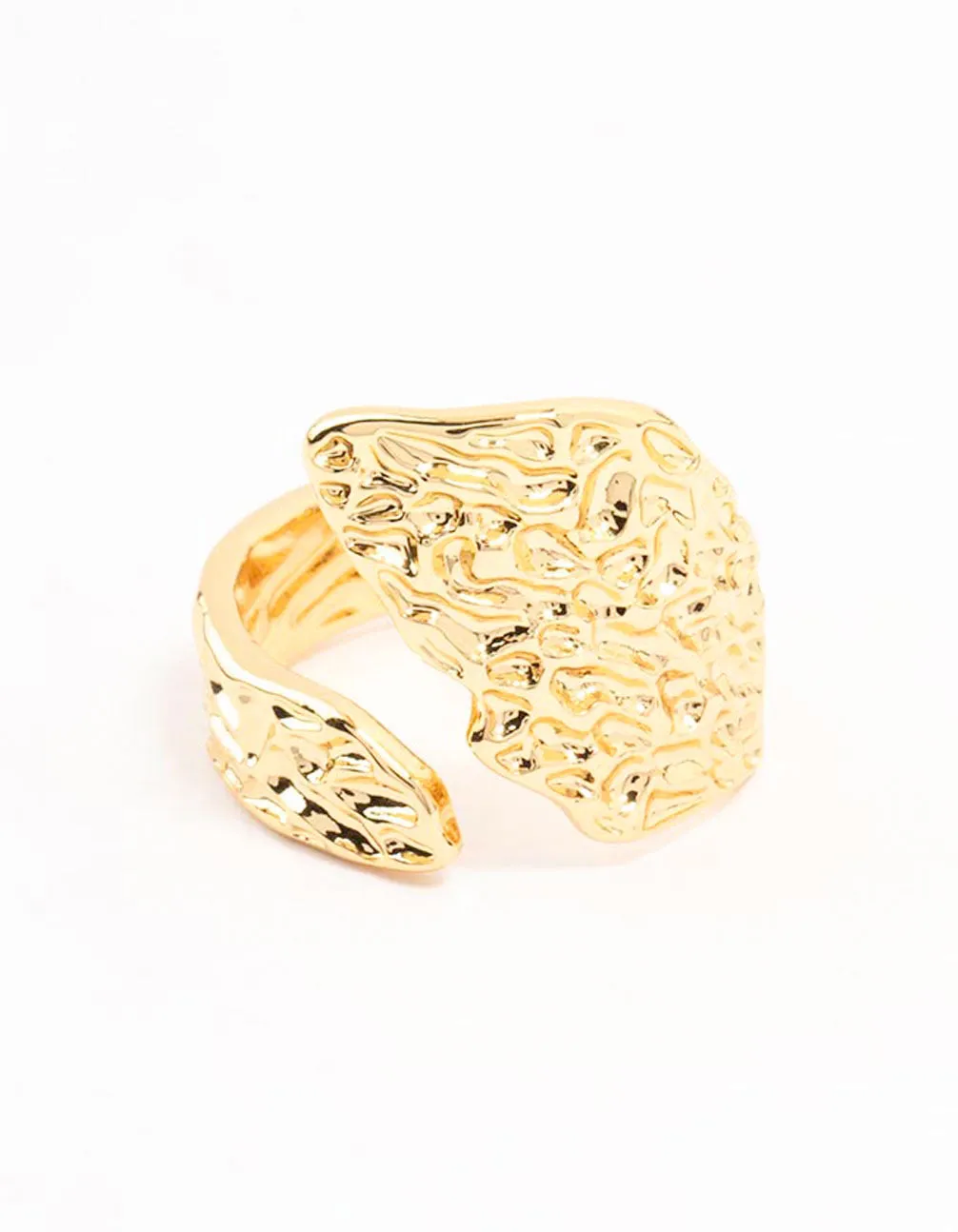 Gold Plated Textured Metal Wrap  Ring