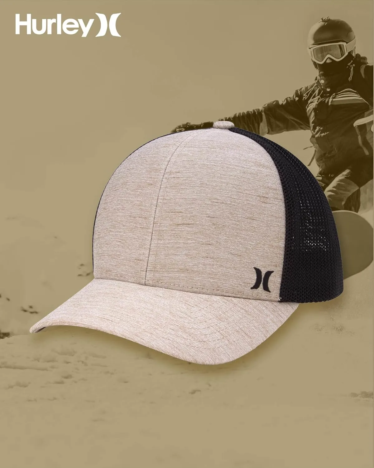 Hurley Men's Caps - Mini Icon Mesh Panel Baseball Cap - Fitted Hats for Men