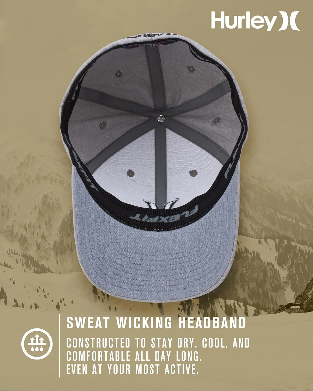 Hurley Men's Caps - One & Only Flexfit Textures Cap - Fitted Hats for Men, S-XL