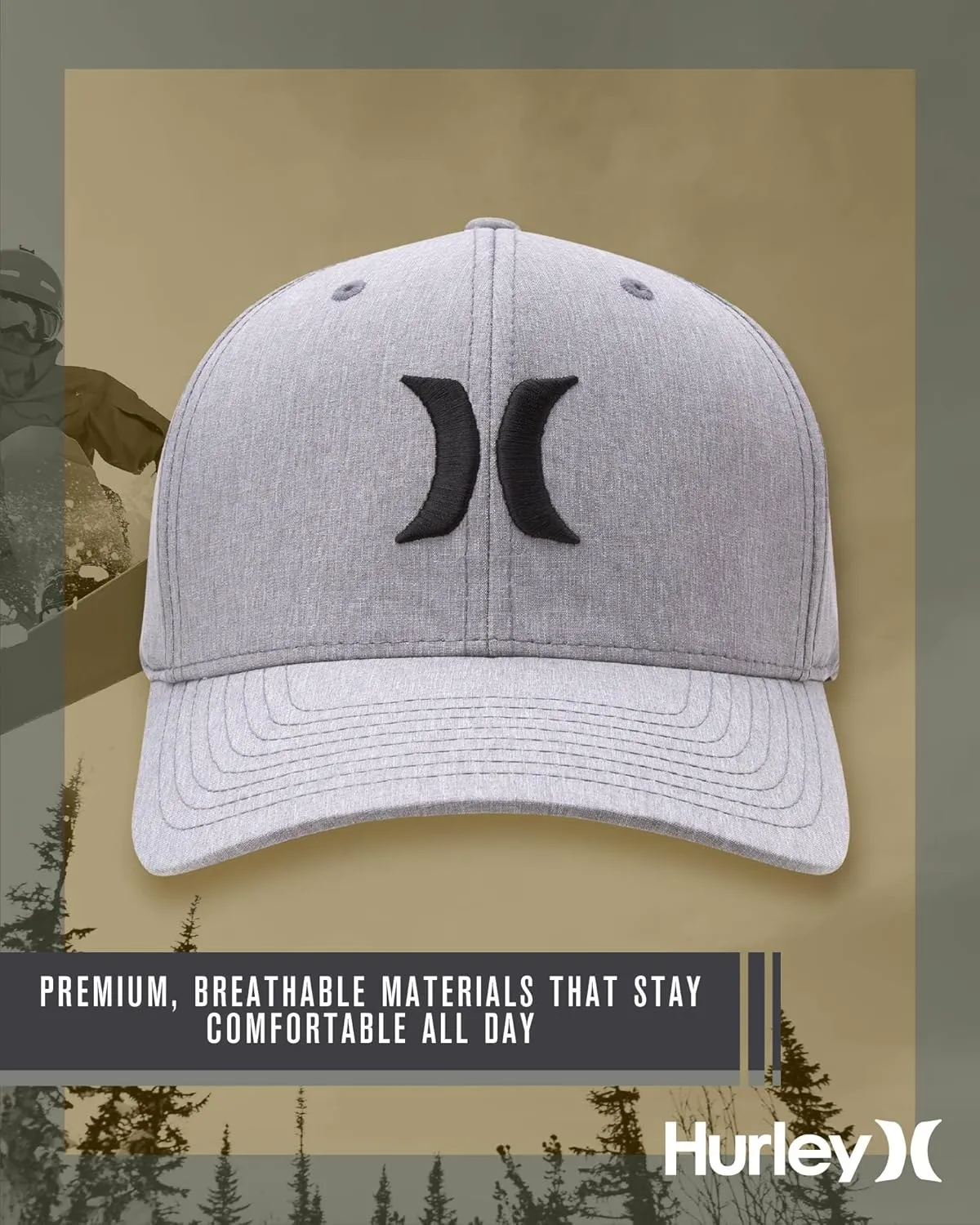 Hurley Men's Caps - One & Only Flexfit Textures Cap - Fitted Hats for Men, S-XL