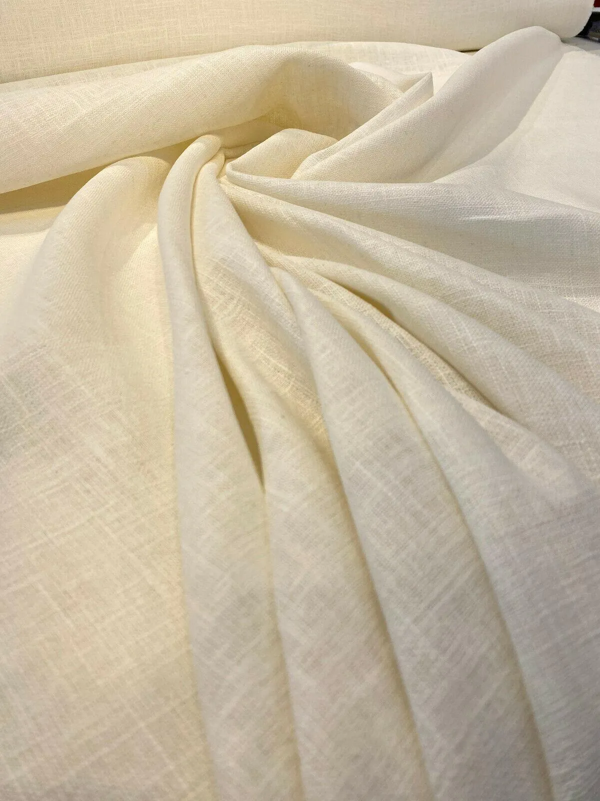 Ivory Linen Ramie Drapery Upholstery Fabric By The Yard
