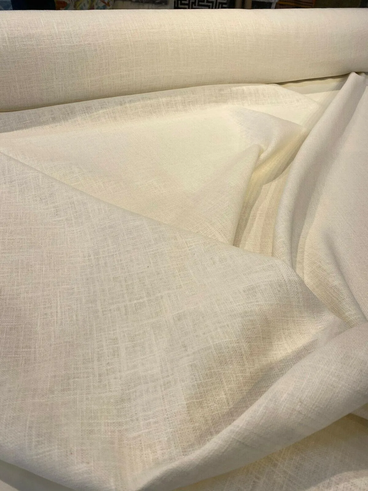 Ivory Linen Ramie Drapery Upholstery Fabric By The Yard