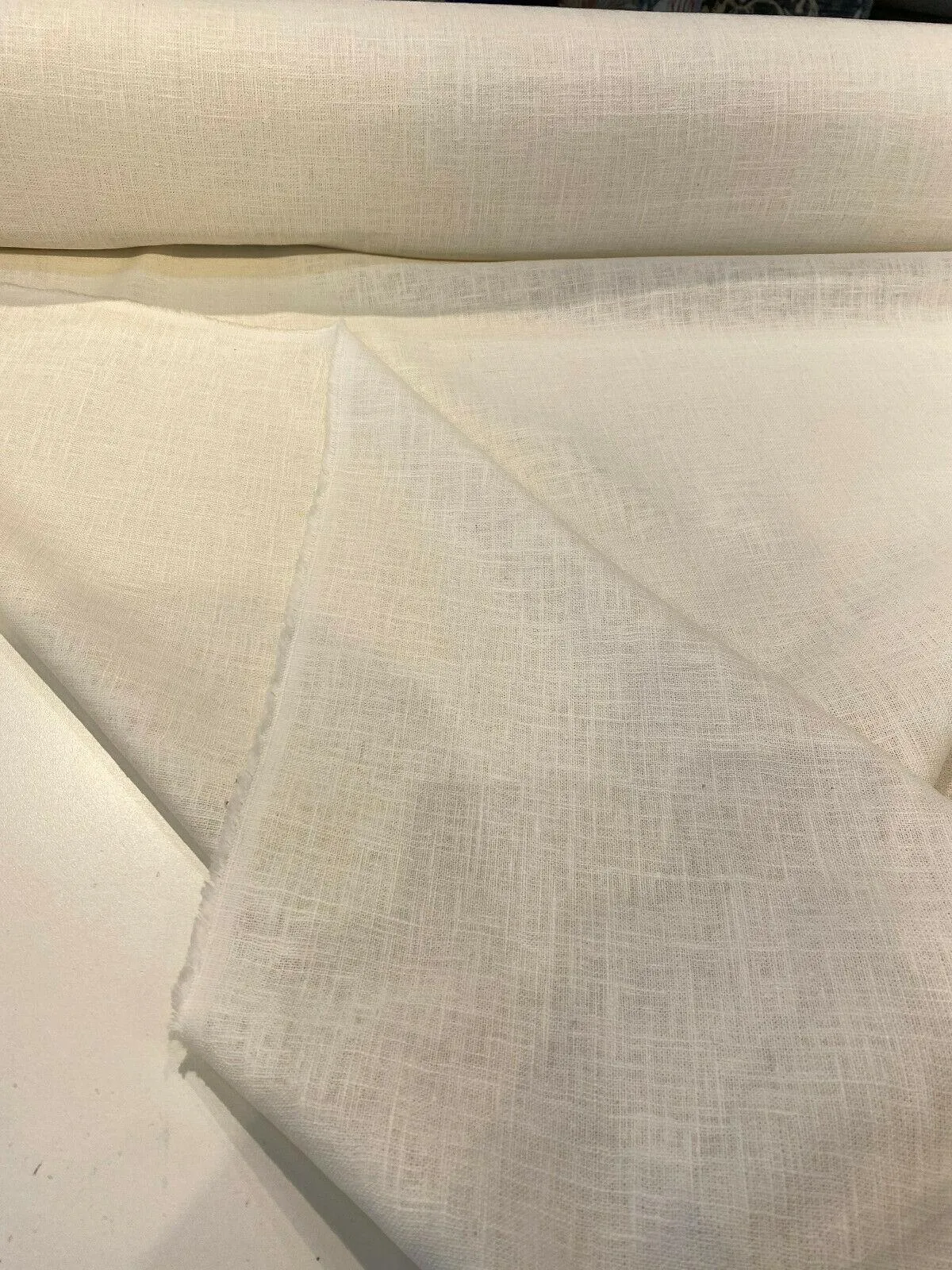 Ivory Linen Ramie Drapery Upholstery Fabric By The Yard