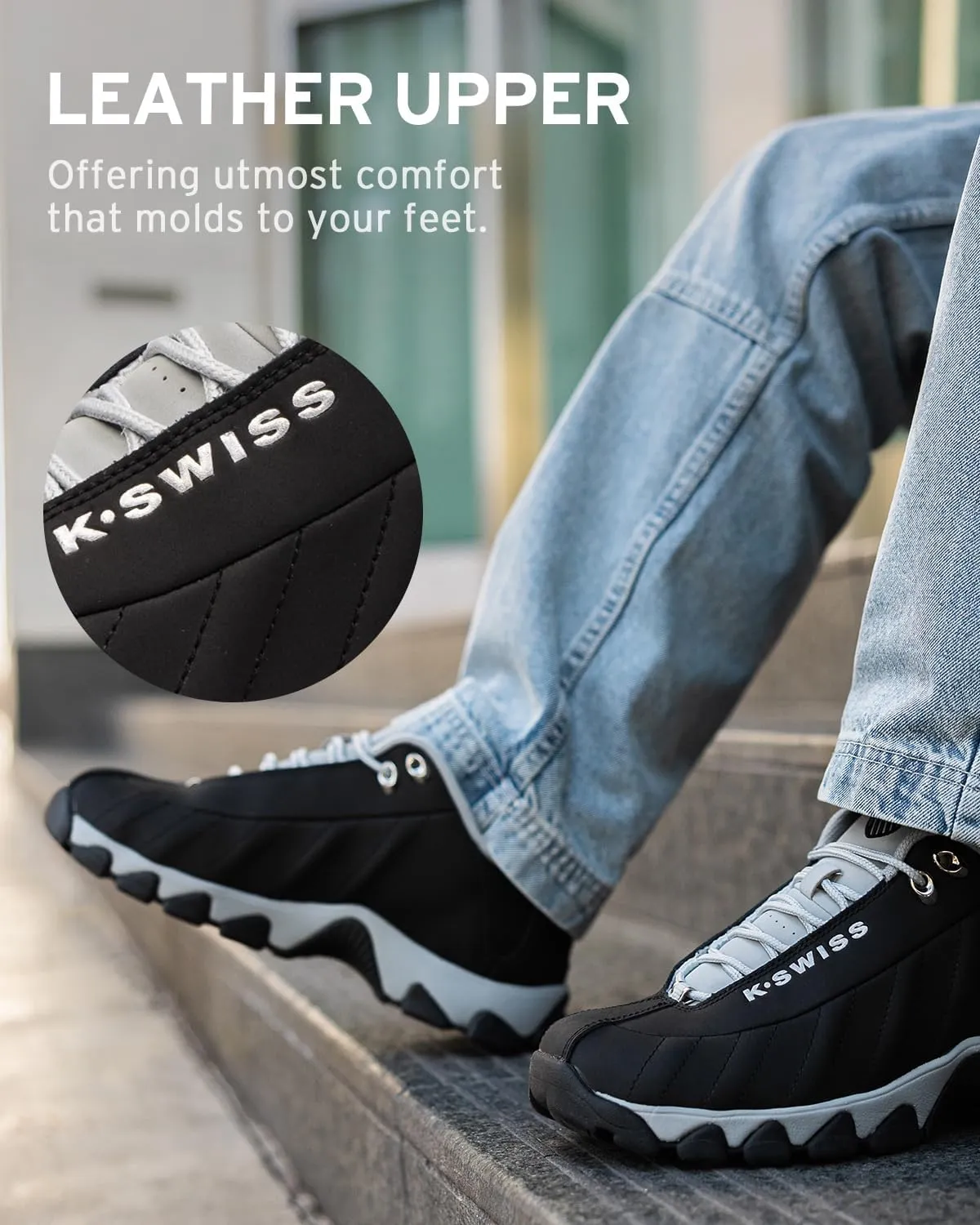 K-Swiss Men's ST329 CMF Sneaker, Wide Tennis Dad Walking Shoes Leather Upper