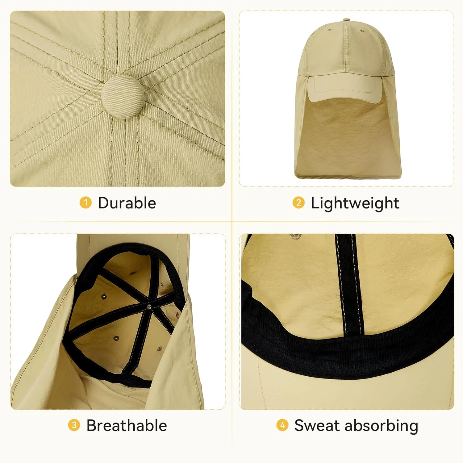 Mens Sun Hats with UV Protection Fishing Hiking Hat for Men with Neck Flap Summer Baseball Cap Outdoor