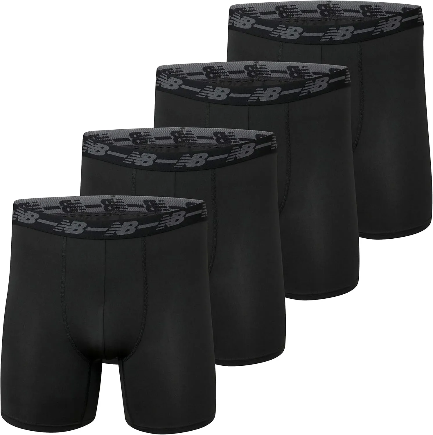 New Balance Men's Mesh Jersey Performance Wicking No Fly Boxer Briefs Underwear (4 Pack)