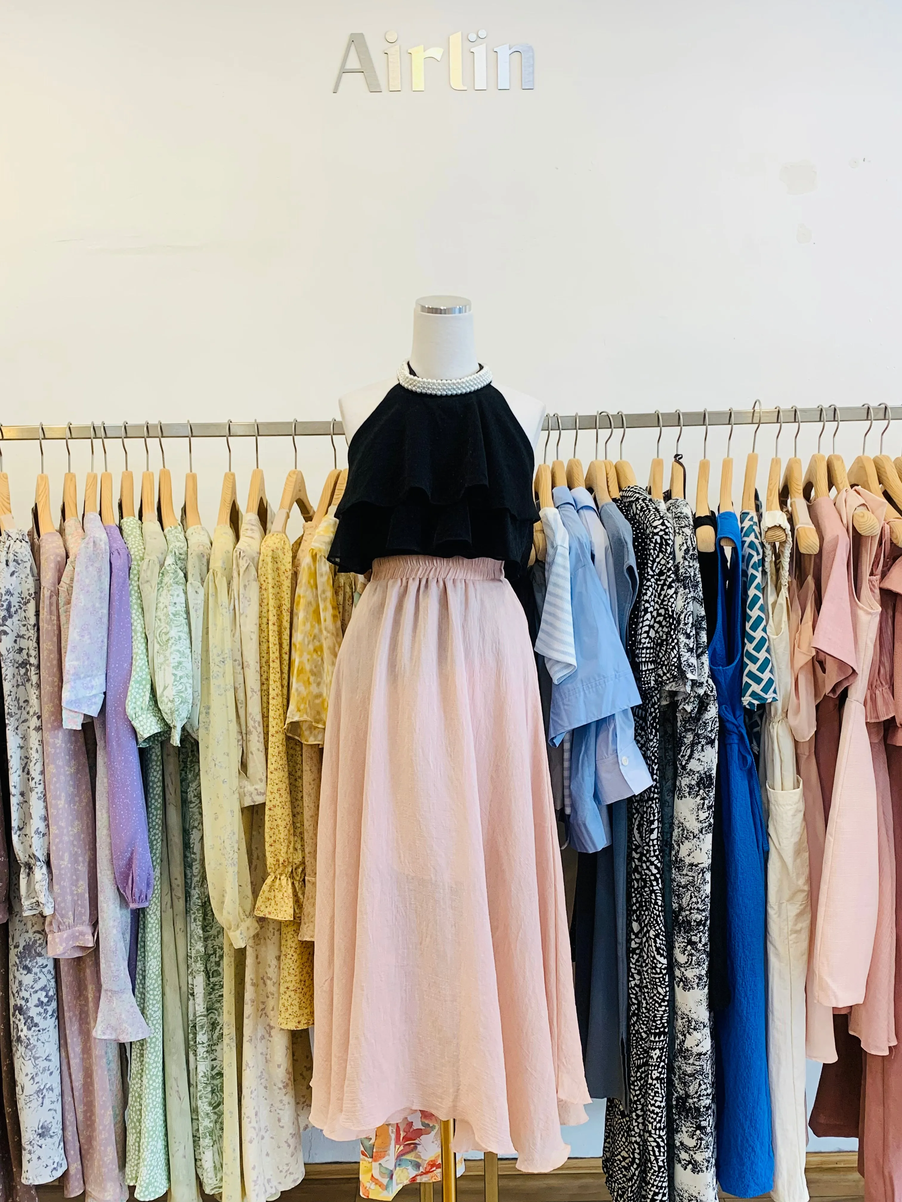 Pearl neck off-shoulder blouse tops