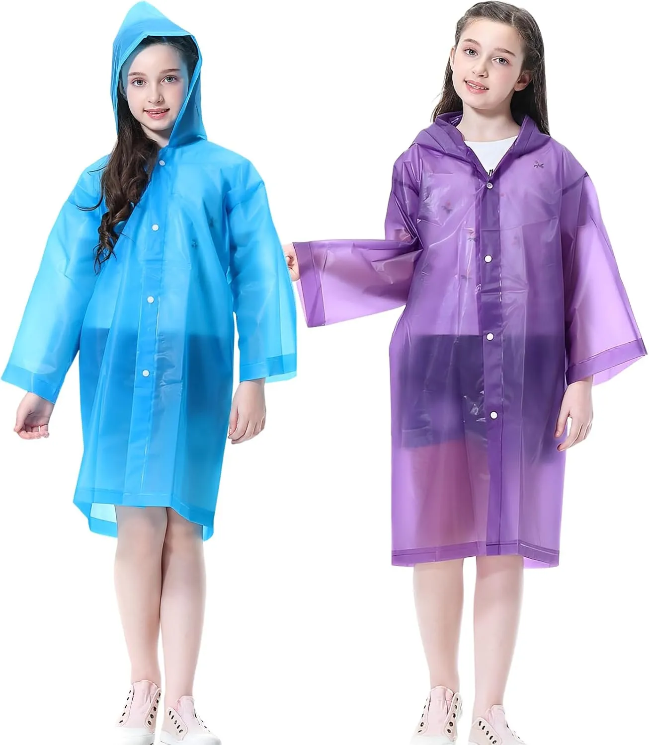 Rain Ponchos Raincoats for Kids, 2 Packs Rain Coats Jacket Reusable with Hood for Boys Girls Disney Hiking Camping Outdoor