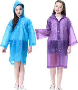 Rain Ponchos Raincoats for Kids, 2 Packs Rain Coats Jacket Reusable with Hood for Boys Girls Disney Hiking Camping Outdoor