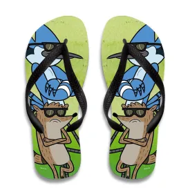 Regular Show Mordecai and Rigby with Arms Crossed Flip Flops