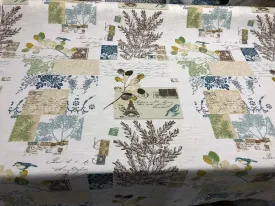 Richloom Brigitte Sky Blue Green  French Script Paris Floral Fabric By the yard