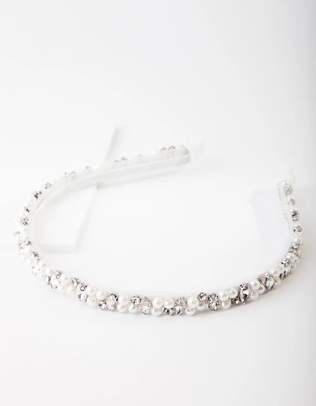Silver Trim Pearl & Crystal Headband