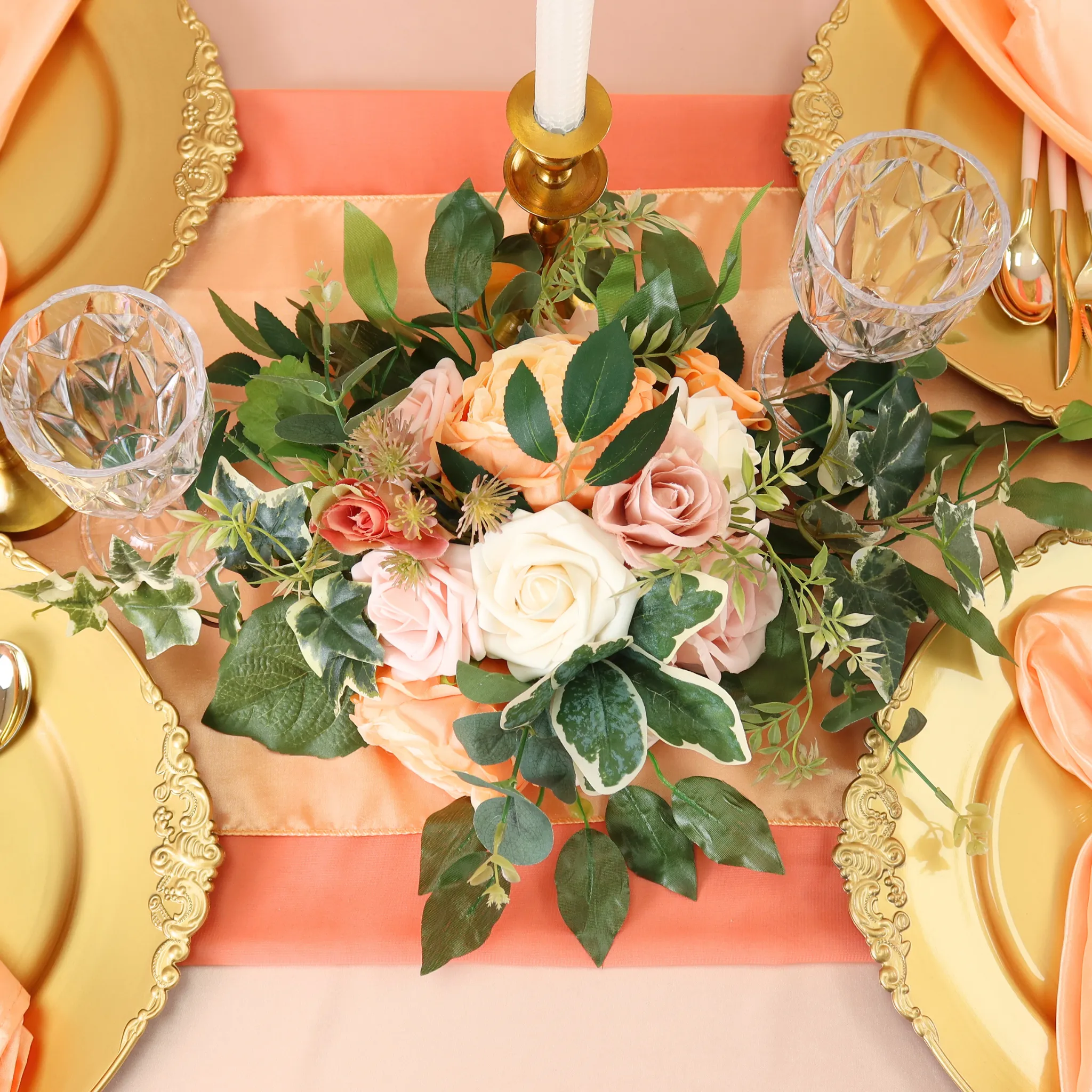 Taffeta Table Runner - Peach
