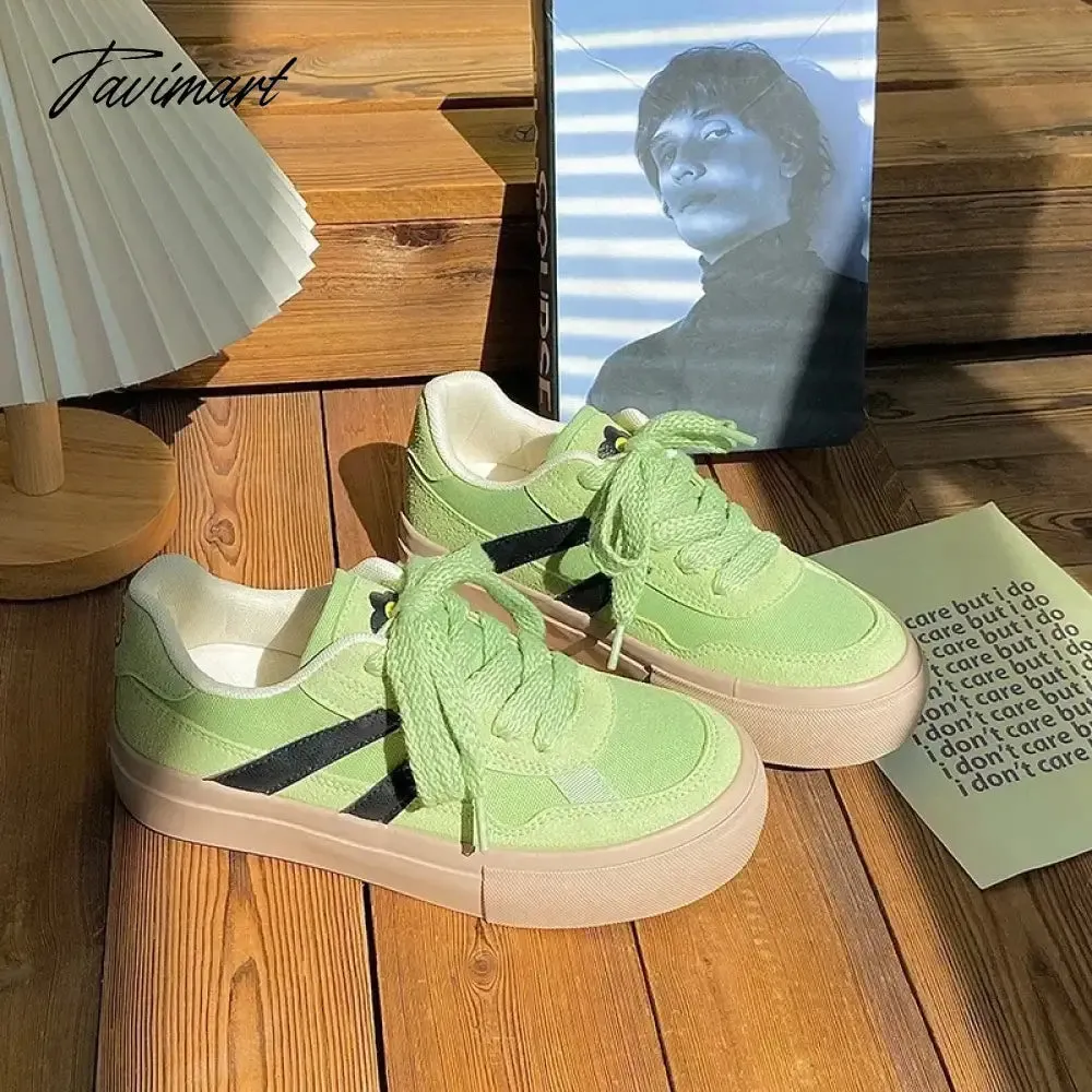 Tavimart Vintage Womens Canvas Shoes Low-top Spring and Autumn New Fashion Sports Sneakers Trainers Breathable Ladies Footwear