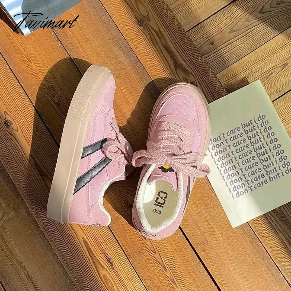 Tavimart Vintage Womens Canvas Shoes Low-top Spring and Autumn New Fashion Sports Sneakers Trainers Breathable Ladies Footwear