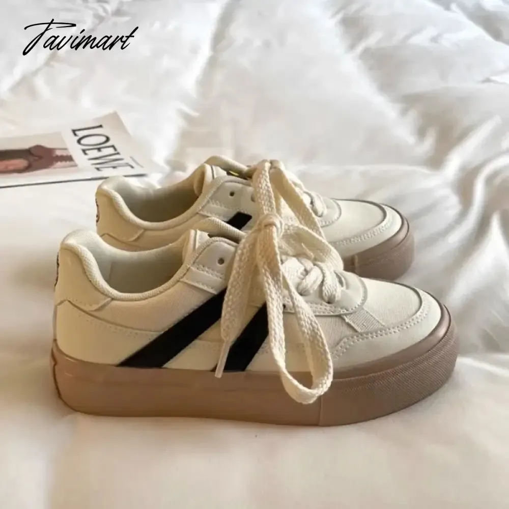 Tavimart Vintage Womens Canvas Shoes Low-top Spring and Autumn New Fashion Sports Sneakers Trainers Breathable Ladies Footwear