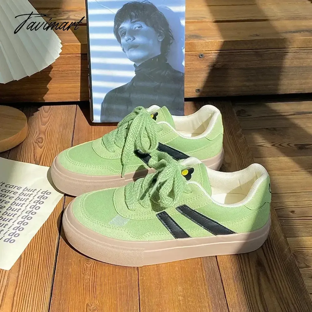 Tavimart Vintage Womens Canvas Shoes Low-top Spring and Autumn New Fashion Sports Sneakers Trainers Breathable Ladies Footwear