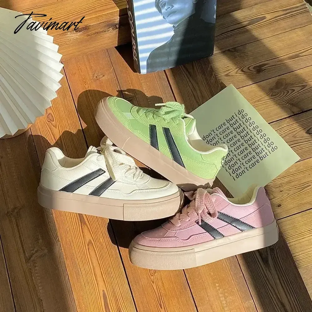 Tavimart Vintage Womens Canvas Shoes Low-top Spring and Autumn New Fashion Sports Sneakers Trainers Breathable Ladies Footwear