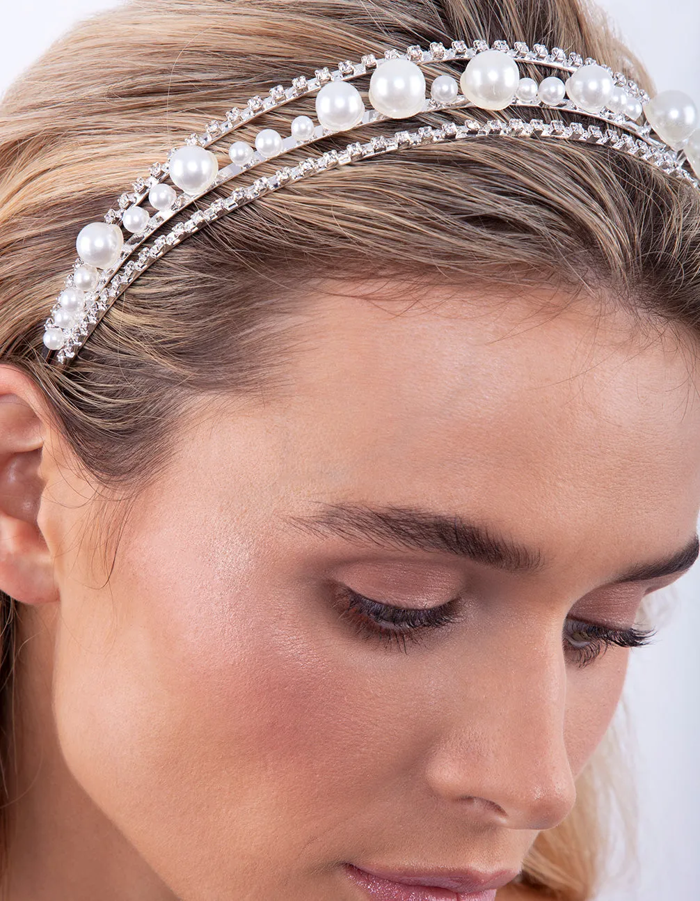 Triple Row Pearl & Diamante Headband