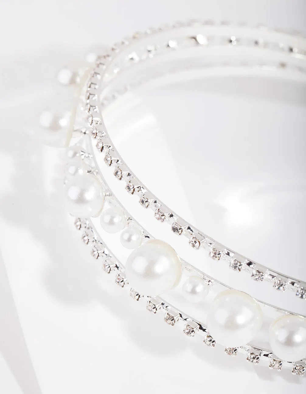 Triple Row Pearl & Diamante Headband