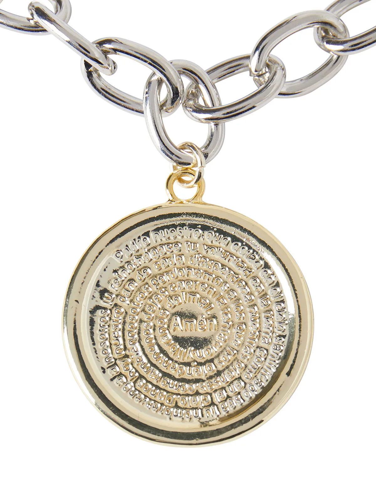 Two-Tone Padre Nuestro Pendant Necklace