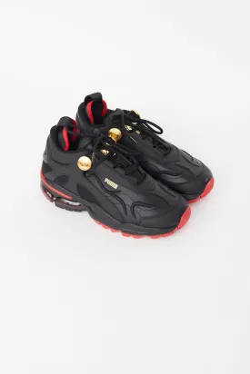 X Puma Black & Red Leather Sneaker