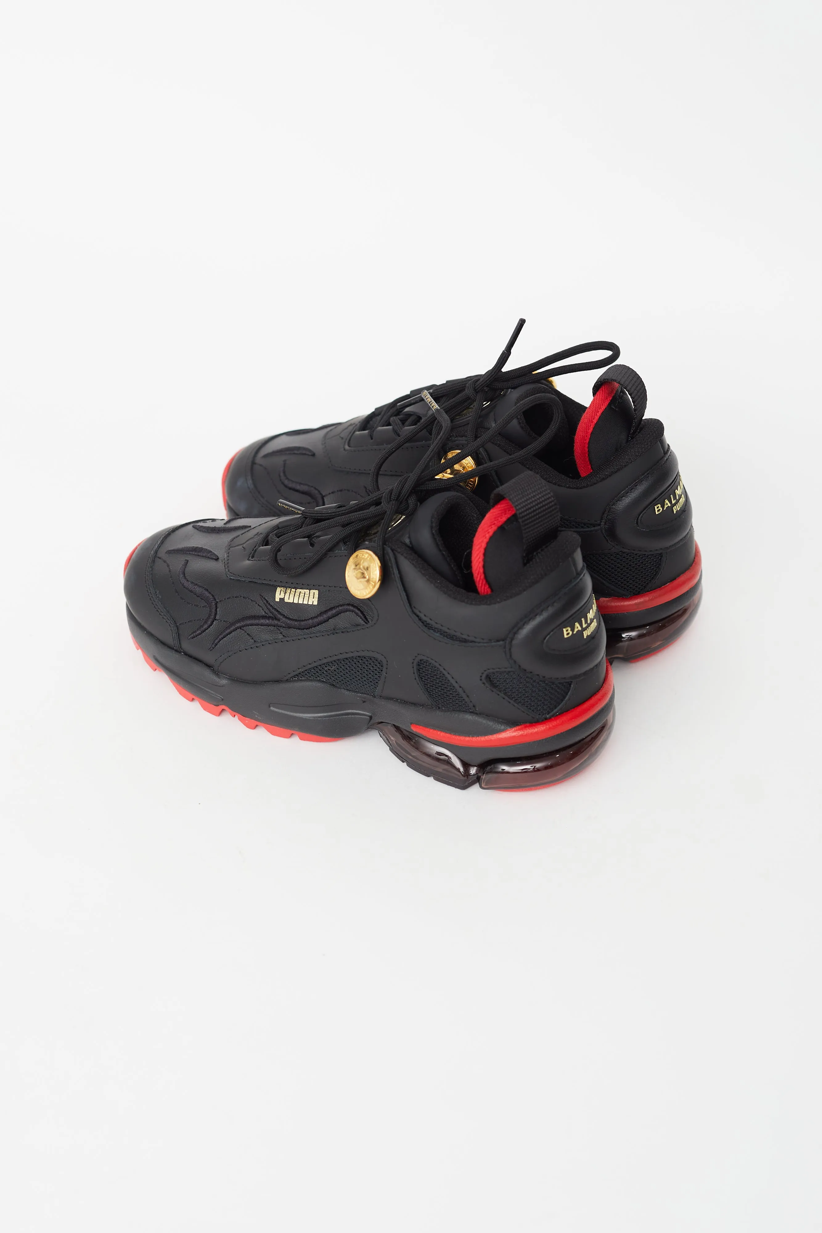 X Puma Black & Red Leather Sneaker