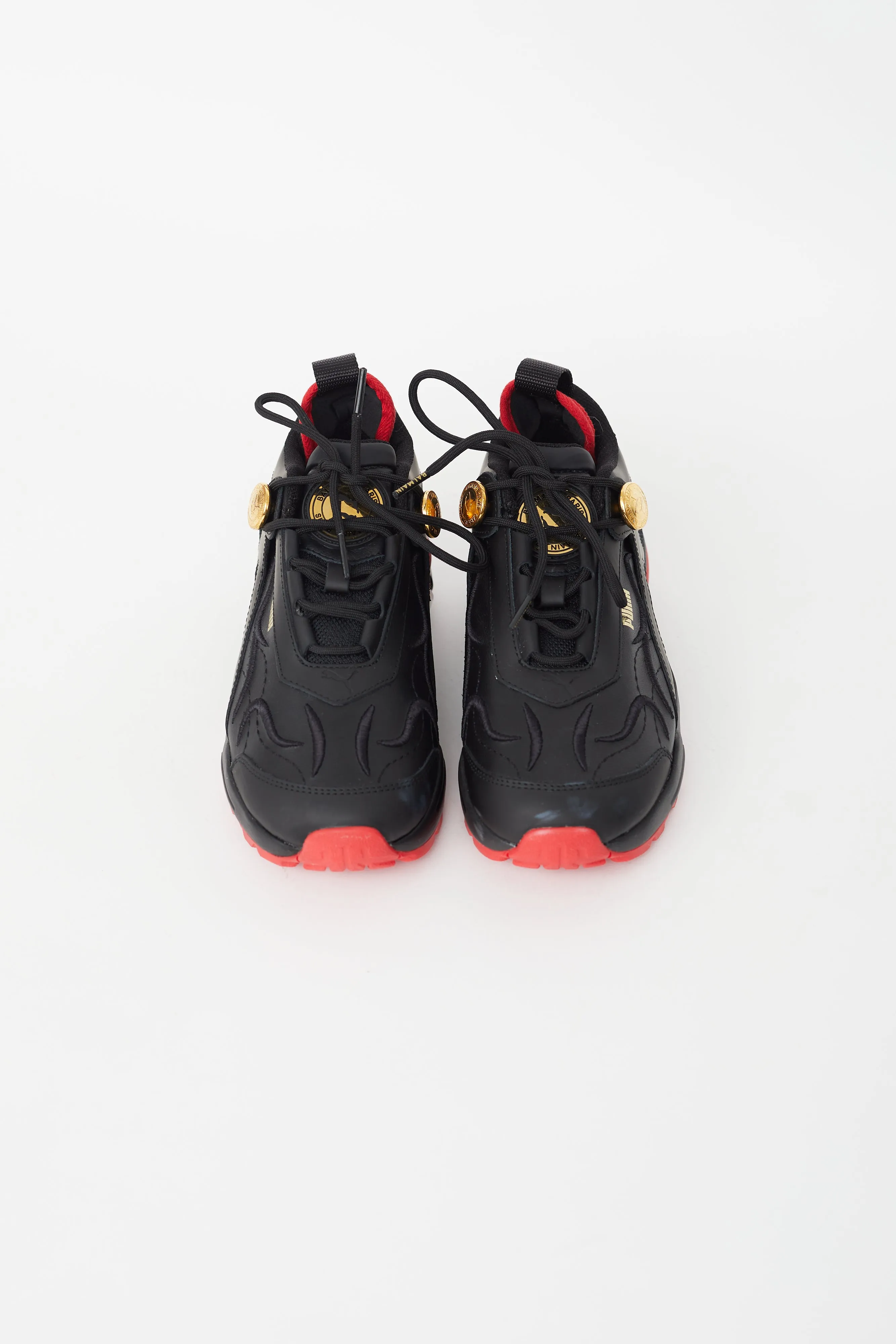 X Puma Black & Red Leather Sneaker